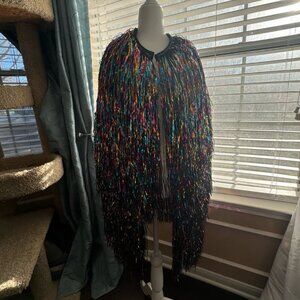 Large Rainbow Tinsel Fringe Costume Jacket